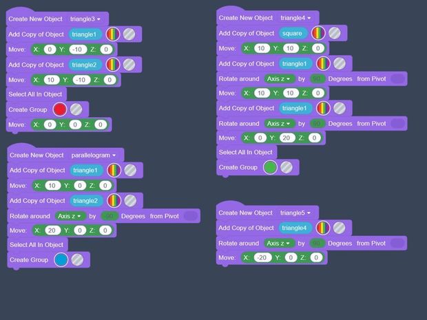 Tangram in Tinkercad Codeblocks - Tinkercad