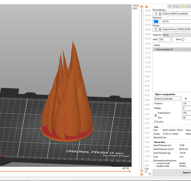 Flame Ornament (from a Water Droplet) - Tinkercad