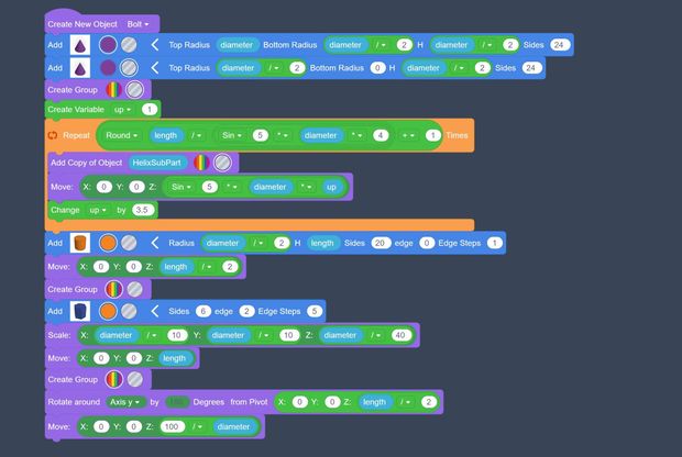 Customizable Nut & Bolt Using Tinkercad Codeblocks - Tinkercad