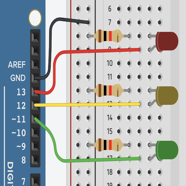 Code a Traffic Light in Tinkercad Codeblocks & Circuits - Tinkercad