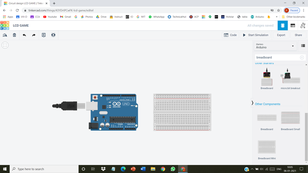 Arduino LCD Game on TinkerCad Circuits - Tinkercad
